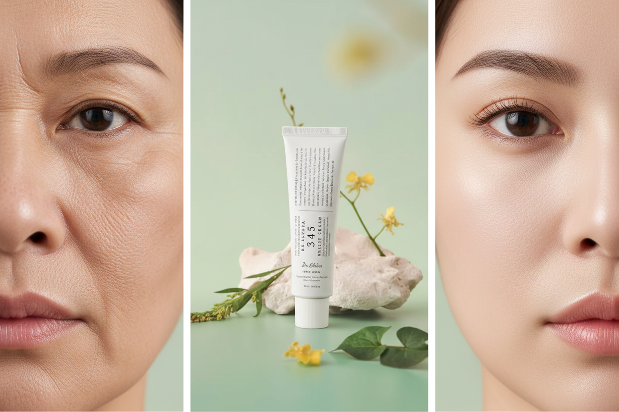 Before and after wrinkle to flawless skin comparison