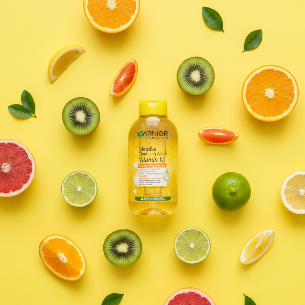 Garnier Vitamin C Micellar Water – Flat Lay